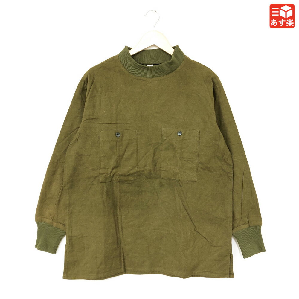 【Deadstock】Hungarian Army Flannel Pull over Shirt ハンガリー軍 フランネル プルオーバー シャツ モックネック 無地 サイズ：48 オリーブ系 デッドストック【新古品】新古品 mellow【あす楽対応】【古着 mellow楽天市場店】