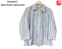 ★10%オフ クーポン 4/2 14時まで★Italian Prisoner Sleeping Shirt イタリア プリズナー スリーピング シャツ 長袖 ストライプ柄　サイズ：50 グレー×ネイビー×ブルー×ホワイト新古品 デッドストック mellow【古着 mellow