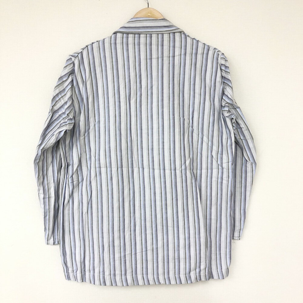 【Deadstock】Italian Prisoner Sleeping Shirt イタリア プリズナー スリーピング シャツ 長袖 ストライプ柄　サイズ：50 グレー×ネイビー×ブルー×ホワイト【新古品】新古品 デッドストック mellow【古着 mellow楽天市場店】