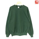 ★10%オフ クーポン 4/30 14時まで★FRUIT OF THE LOOM スウェットシャツ トレーナー クルーネック 無地 裏起毛　サイズ：L, XL ディープグリーンデッドストック 新古品 mellow