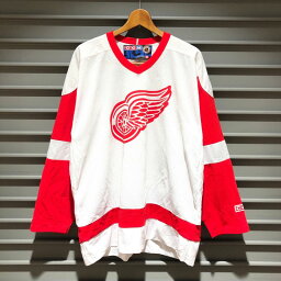 CCM NHL Detroit Red Wings デトロイト・レッドウイングス メッシュ ホッケージャージ サイズ：メンズL ホワイト×レッド Made in CANADA【中古】