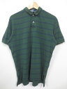 Polo by Ralph Lauren/ラルフローレン ボーダー柄 半袖 コットン ポロシャツ モスグリーン×紺 【サイズ:S】【中古】【古着屋mellow楽天市場店】(4)