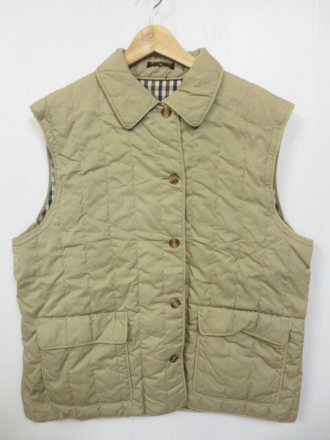 【SP7】Aquascutum/アクアスキュータム キルティングベスト ベージュ Made in ENGLAND 【サイズ:Men's L-XL位】【レディース...