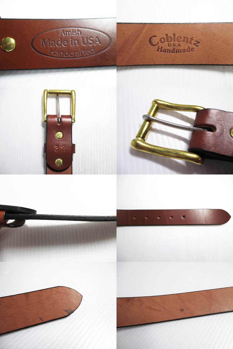 【新品】 Amish Handcrfted 別注 Coblentz Leather Belt レザー ベルト Made in U.S.A 【カラー：BURGUNDY , BLACK , BROWN】【サイズ：32 , 34 , 36 , 38 , 44】【古着屋mellow楽天市場店】