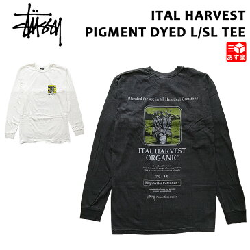 【30%オフ 5/7 12時まで】ステューシー STUSSY ロンT 長袖 Tシャツ イタル ハーヴェスト ピグメントダイ ITAL HARVEST PIGMENT DYED L/SL TEE ブラック ナチュラル サイズ S , M , L , XL 【1994325】【新品】 新品 mellow USA企画 カットソー ロンティー 【古