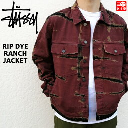 ステューシー ジャケット メンズ ステューシー STUSSY ランチジャケット リップダイ RIP DYE RANCH JACKET ブリック サイズ：S , M , L 【115515】【新品】 新品 mellow ブルゾン トラッカージャケット ストリート USA企画 【あす楽対応】【古着屋mellow楽天市場店】