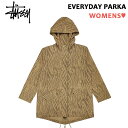 レディース ステューシー STUSSY モッズコート 総柄 サファリパターン EVERYDAY PARKA エブリデイ パーカ ベージュ×チャコールグレー ..