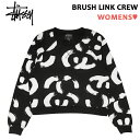 レディース ステューシー STUSSY スウェット トレーナー 総柄 ブラッシュパターン BRUSH LINK CREW ブラッシュ リンク クルー ブラック×ホワイト サイズ：M 214230 新品 プルオーバー USA企画 あす楽対応 古着屋mellow楽天市場店 その1