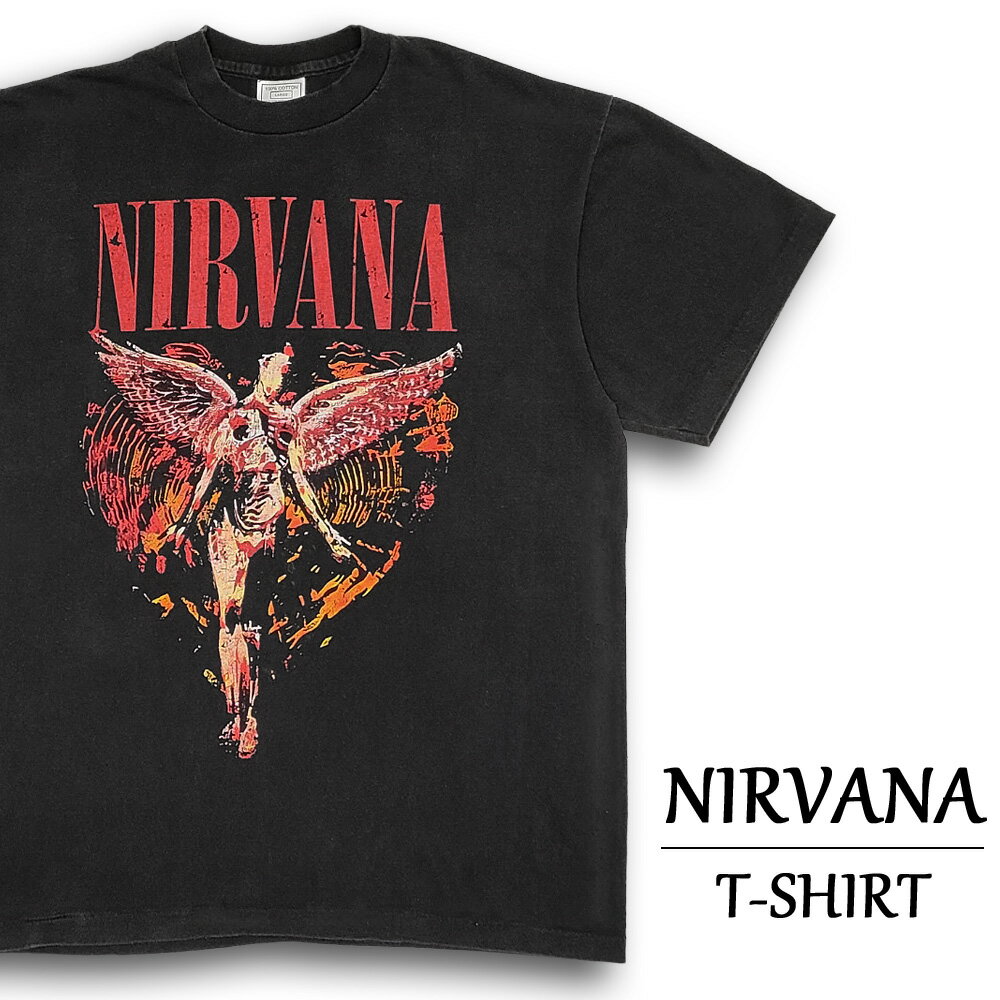 ニルヴァーナ Tシャツ 半袖 イン・ユーテロ ブラック サイズ:メンズ L , XL NIRVANA