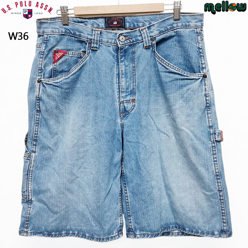 U.S. POLO ASSN デニム カーペンター ショートパンツ ブルー サイズ:W36 古着 ショーツ ユーエスポロアッスン ペインター インディゴ 膝下 【中古】