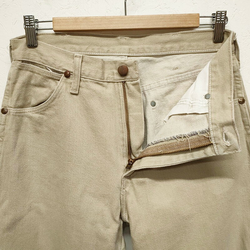 90's ラングラー カラー デニム パンツ USA製 13MWZTN ストレート ベージュ サイズ：W30 L30.5 Wrangler タン 古着【中古】