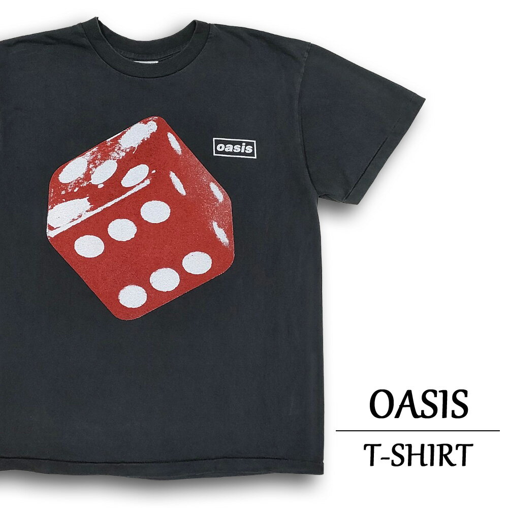 オアシス Tシャツ 半袖 OASIS ブラック サイズ:メンズ L , XL ダイス バンドTシャツ ロックTシャツ 大きいサイズ 【新品】