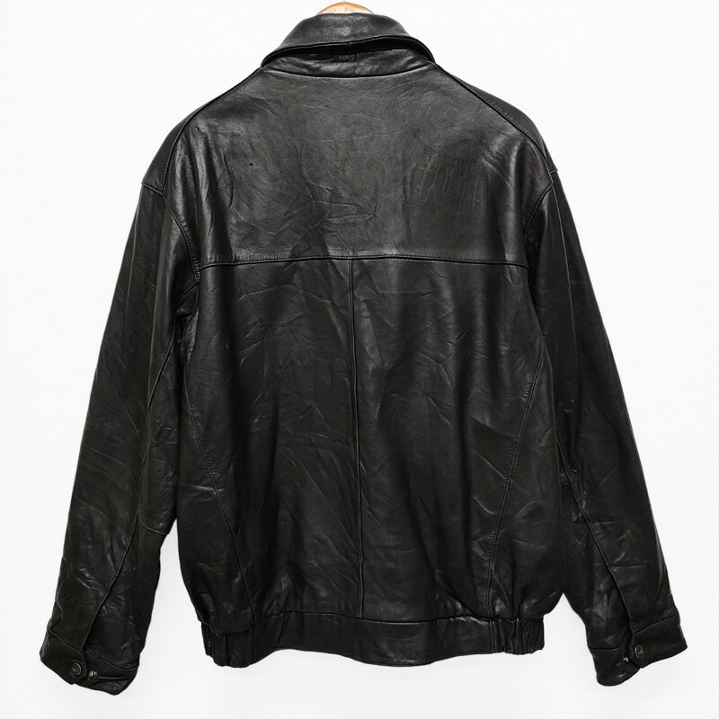 DOCKERS ドッカーズ レザージャケット 裏地キルティング ジップアップ ブラック サイズ：メンズ L アウター ブルゾン 革ジャン 本革 【中古】