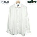 ポロ ラルフローレン ロングスリーブ シャツ 長袖 Polo Ralph Lauren メンズ XL程度 ホワイト ワンポイント 刺繍 大きいサイズ 無地 白シ...