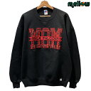 ラッセル アスレティック スウェットシャツ USA製 刺繍 パッチ RUSSELL ATHLETIC ブラック サイズ:メンズ XL 長袖 クルーネック プルオーバー トレーナー MOM FVLA FALCONS 古着 【中古】