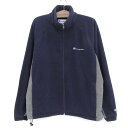 チャンピオン/Champion ジップアップ フリース ジャケット 長袖 ロゴ刺繍 サイズ:L ネイビー×グレー 【古着】 古着 【中古】 中古 mellow ...