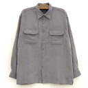 【今がお得★ポイント5倍でゲット】VAN HEUSEN ソフト スエードシャツ 長袖 無地 サイズ:L グレー 【古着】 古着 【中古】 中古 mellow 【...