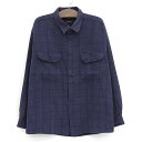 【今がお得★ポイント5倍でゲット】GEORGE ソフト スエードシャツ 長袖 チェック柄 サイズ:2XL ネイビー×ブラック 【古着】 古着 【中古】 中古 m...