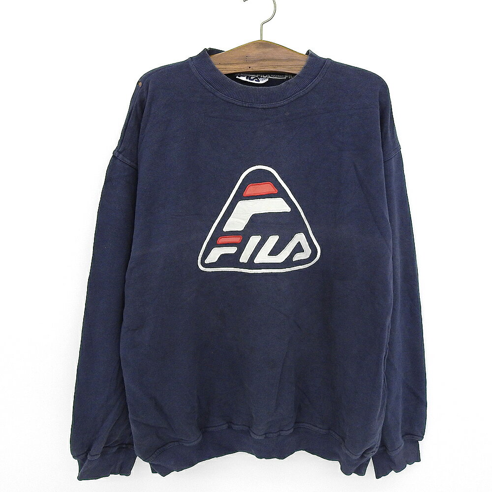 フィラ/FILA ロゴワッペン スウェットシャツ トレーナー 長袖 サイズ:XXL ネイビー 【古着】 古着 【中古】 中古 mellow 【古着屋mellow...
