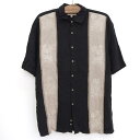 【今がお得★ポイント5倍でゲット】CAMPIA レーヨン ボックスシャツ ヤシの木柄 半袖 サイズ:L ブラック×ブラウン系 【古着】 古着 【中古】 中古 m...