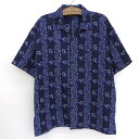 【今ならお得★ポイント5倍】THE FUNKTION WEAR 開襟 ペイズリー柄 ボックスシャツ 半袖 サイズ:XL ネイビー 【古着】 古着 【中古】 中古...