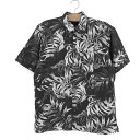 【今がお得★ポイント5倍でゲット】VAN HEUSEN 半袖 ボックスシャツ 植物柄 サイズ:M ブラックベース 【古着】 古着 【中古】 中古 mellow ...