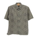 Caribbean Blues 半袖 ボックスシャツ レーヨン×ポリエステル 総柄 サイズ:M ベージュ系×ブラック 【古着】 古着 【中古】 中古 mello...