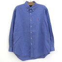【今ならお得★ポイント5倍】ラルフローレン Ralph Lauren BLAIRE ボタンダウンシャツ 長袖 サイズ:L ブルーグレー 【古着】 古着 【中古】...