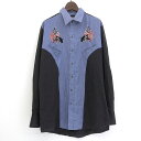 エリーキャトルマン ELY CHATTLEMAN ウエスタンシャツ ブルーグレー×ブラック 長袖 サイズ:M 【古着】 古着 【中古】 中古 mellow【古着...