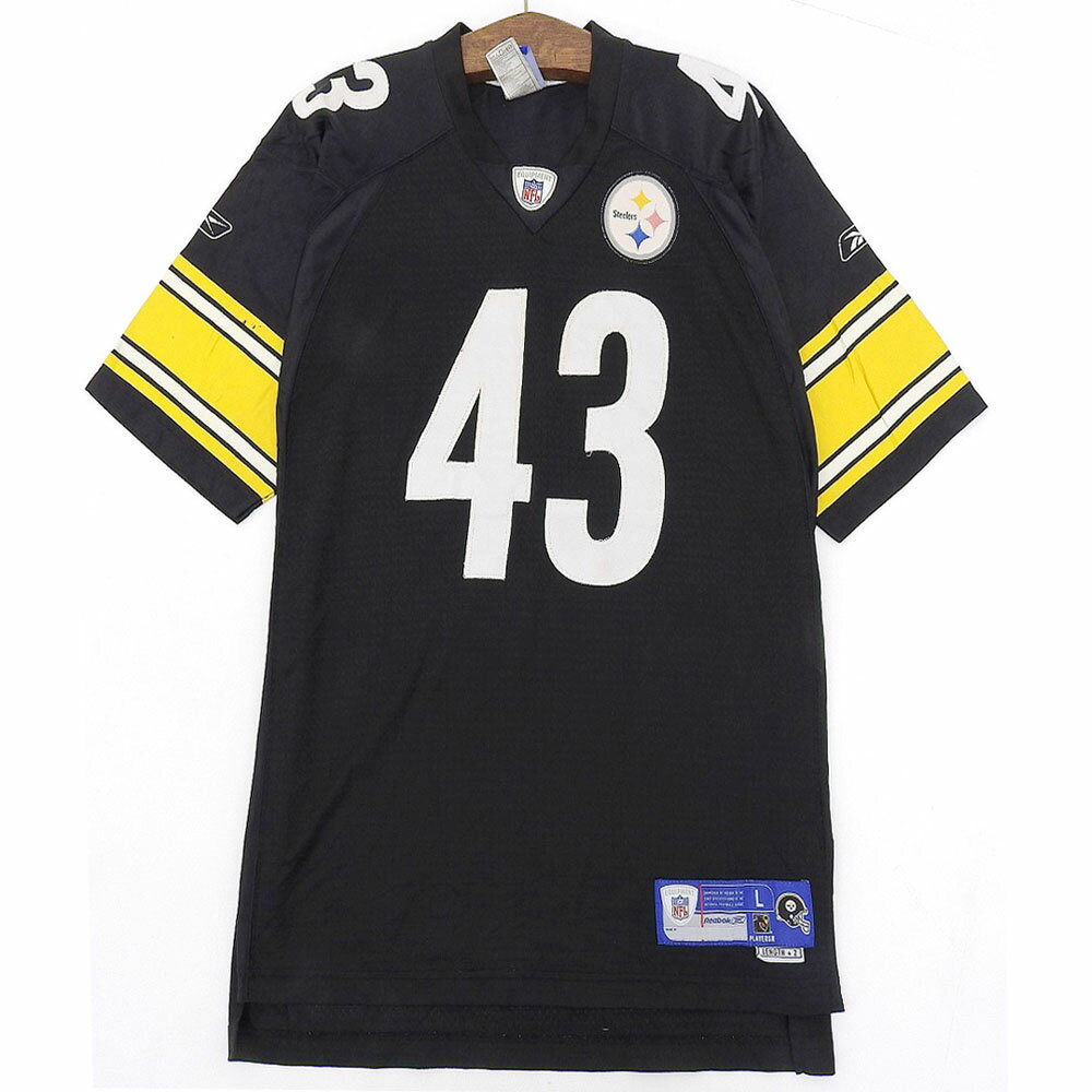 Reebok NFL ピッツバーグ・スティーラーズ/Pittsburgh Steelers メッシュ フットボールジャージ 半袖 サイズ：L ブラック×イエロー 【古着】 古着 【中古】 中古 mellow 【古着屋mellow楽天市場店】