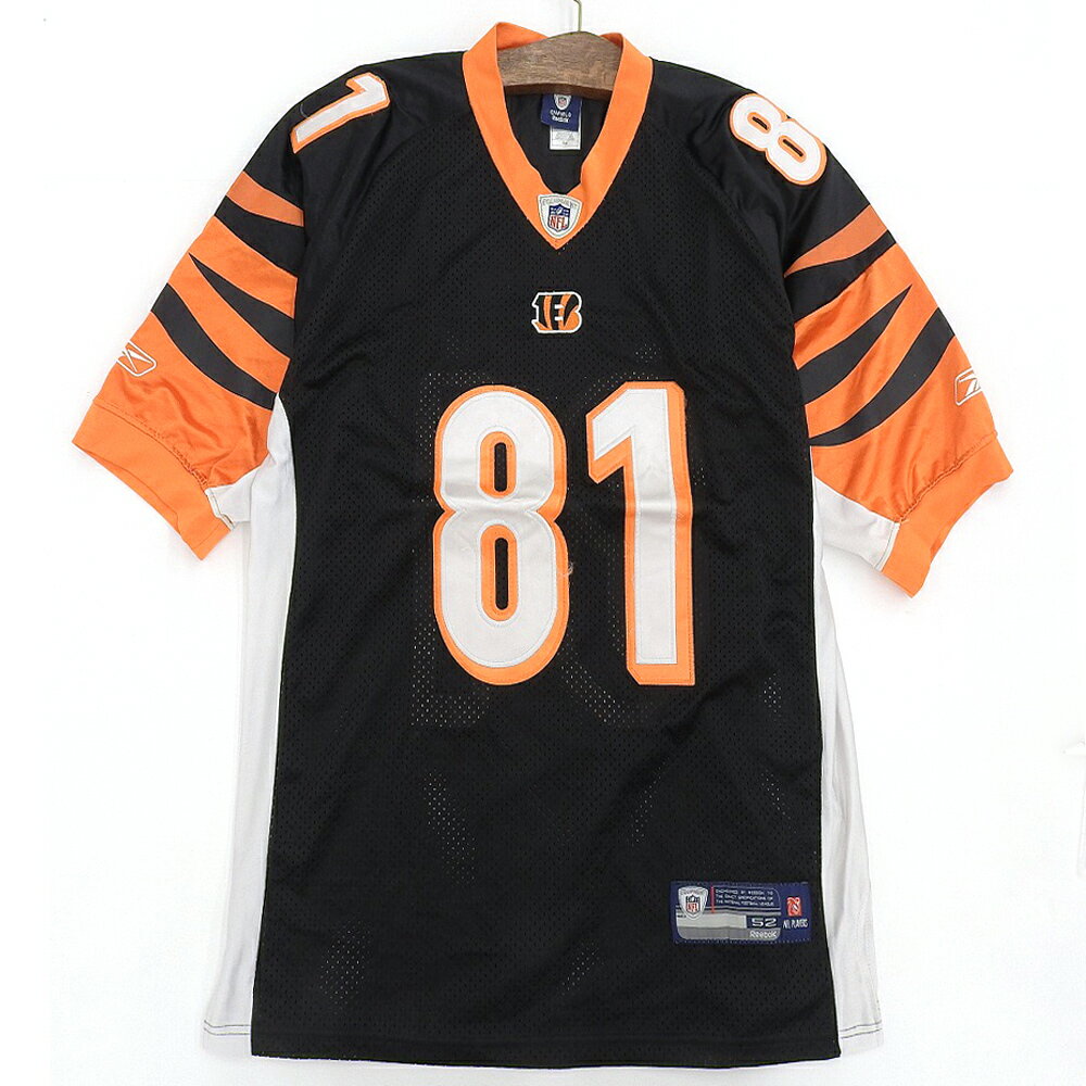 Reebok NFL シンシナティ・ベンガルズ/Cincinnati Bengals メッシュ フットボールジャージ 半袖 サイズ：52 ブラック×オレンジ 【古着】 古着 【中古】 中古 mellow 【古着屋mellow楽天市場店】