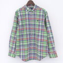 【今ならお得★ポイント5倍】ラルフローレン Ralph Lauren ロングスリーブ ボタンダウンシャツ 長袖 サイズ:BOY'S L ライトグリーン系チェック...