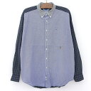 トミーヒルフィガー TOMMY HILFIGER ロングスリーブ ボタンダウンシャツ 長袖 サイズ:XL チェック×ストライプ クレイジーパターン【古着】 古着...