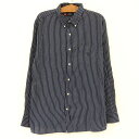【今ならお得★ポイント5倍】チャップス CHAPS ボタンダウンシャツ 長袖 サイズ:XL ネイビー×ライトブルー ストライプ 【古着】 古着 【中古】 中古 ...
