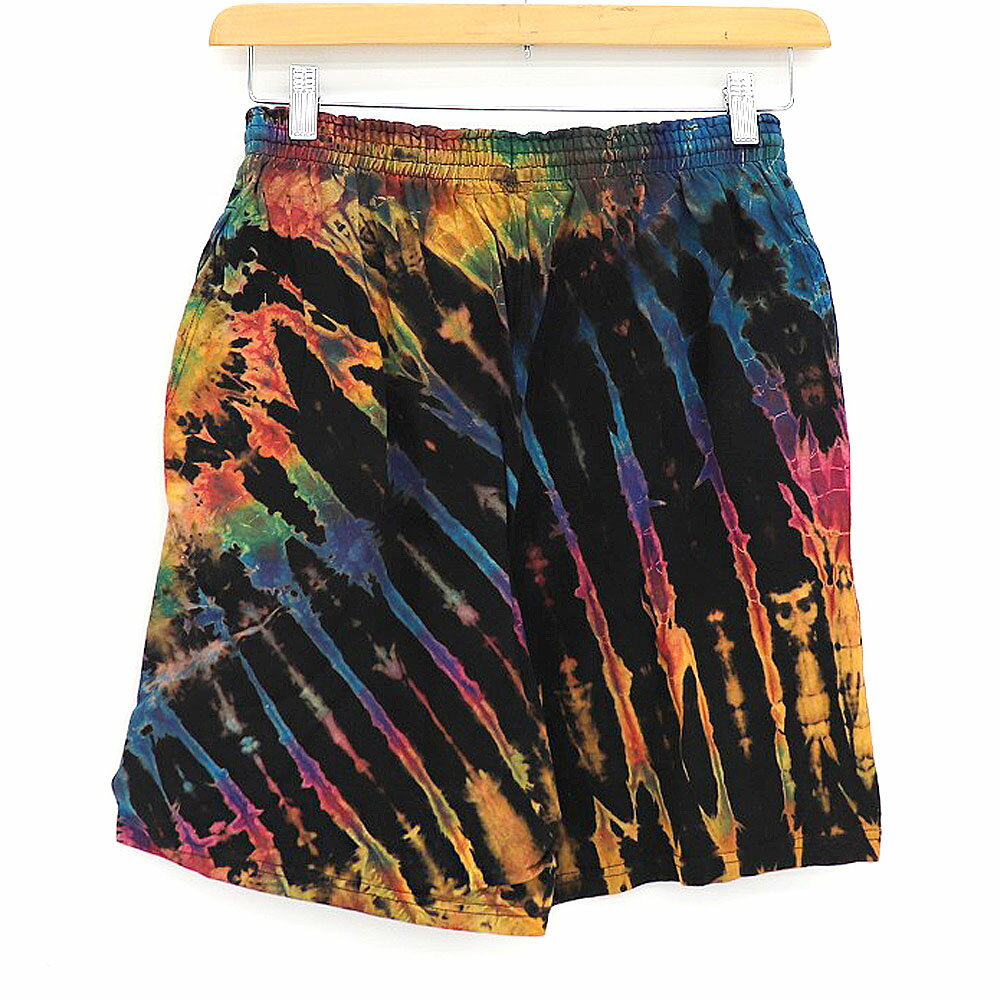 チャンピオン Champion ショートパンツ タイダイ柄 イージー ショーツ TIEDYE short pants サイズ：M　ブラック×イエロー系×ブルー 【古着】 古着 【中古】 中古 mellow 【古着屋mellow楽天市場店】