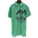 ポロラルフローレン Polo by Ralph Lauren 半袖 ポロシャツ サイズ：M グリーン 錨プリント　CUSTOM FIT  古着  中古 mellow 