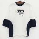 TOMMY HILFIGER メッシュ素材 5分袖 ジャージーTシャツ