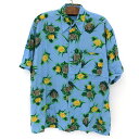 【今ならお得★ポイント5倍】puritan アロハシャツ パイナップル柄 半袖 サイズ:Man's L位 ブルー×イエロー×グリーン【古着】 古着 【中古】 中...