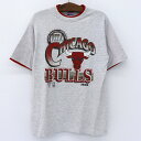 シカゴ ブルズ NBA CHICAGO BULLS プリント Tシャツ 半袖 サイズ：L ヘザーグレー×レッド MADE IN USA【古着】 古着 【中古】 中古 mellow 【古着屋mellow楽天市場店】