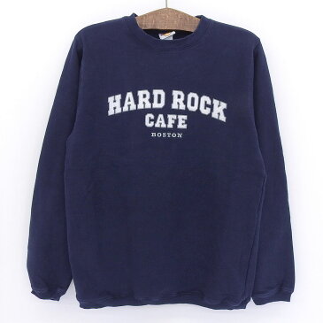 ハードロックカフェ Hard Rock CAFE スウェット シャツ プルオーバー トレーナー ロゴ 立体プリント 刺繍 長袖 サイズ：M ネイビー 【古着】 古着 【中古】 中古 mellow 【古着屋mellow楽天市場店】