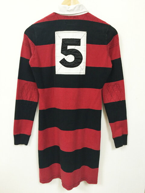 RUGBY RALPH LAUREN/ラグビー ラルフローレン 長袖 ラガーシャツ ワンピース 黒×赤 【サイズ：Women's S】【小さめ】【レディース】【US古着】【中古】【あす楽対応】【古着屋mellow楽天市場店】