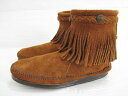 【今がお得★ポイント10倍でゲット】レディース Minnetonka/ミネトンカ フリンジ コンチョ付き バックジッパー スエード ブーツ ブラウン 【サイズ:...