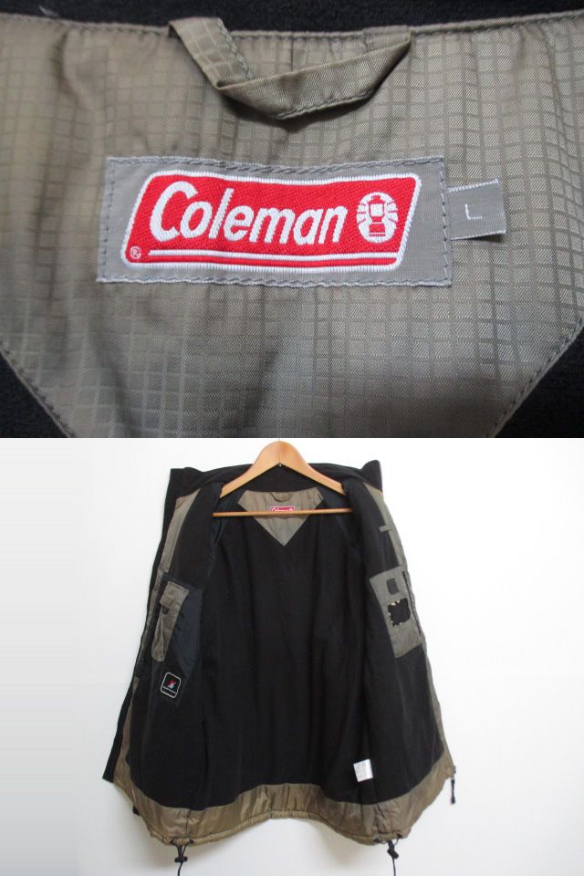 コールマン/Coleman ジップアップ 中綿 ナイロン ジャケット 長袖 無地 サイズ：L カーキ 【古着】 古着 【中古】 中古 mellow 【古着屋mellow楽天市場店】