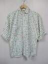 【今がお得★ポイント10倍でゲット】LEGENDARY BONHOMME 総柄 半袖 シャツ 白 Made in U.S.A 【サイズ:Boy's XL(20)...