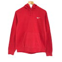 【今がお得★ポイント5倍でゲット】ナイキ NIKE スウェット パーカー ロゴ ワンポイント 刺繍 長袖 サイズ:M レッド 【古着】 古着 【中古】 中古 m...