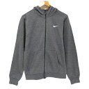【今がお得★ポイント5倍でゲット】ナイキ NIKE ジップアップ スウェット パーカー ロゴ ワンポイント 刺繍 長袖 サイズ:S グレー 【古着】 古着 【中...