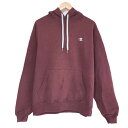 【今がお得★ポイント5倍でゲット】チャンピオン Champion プルオーバー スウェット パーカー ロゴ ワンポイント 刺繍 長袖 サイズ:L エンジ 【古着...