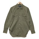 【今ならお得★ポイント5倍】ラルフローレン RALPH LAUREN ロングスリーブ シャツ 開襟シャツ 無地 長袖 サイズ:Women's 10 カーキ系 【...
