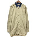 ノーティカ NAUTICA ロングスリーブ シャツ ボタンダウン 襟切り替え 無地 長袖 サイズ:XL デニム×ベージュ 【古着】 古着 【中古】 中古 mel...