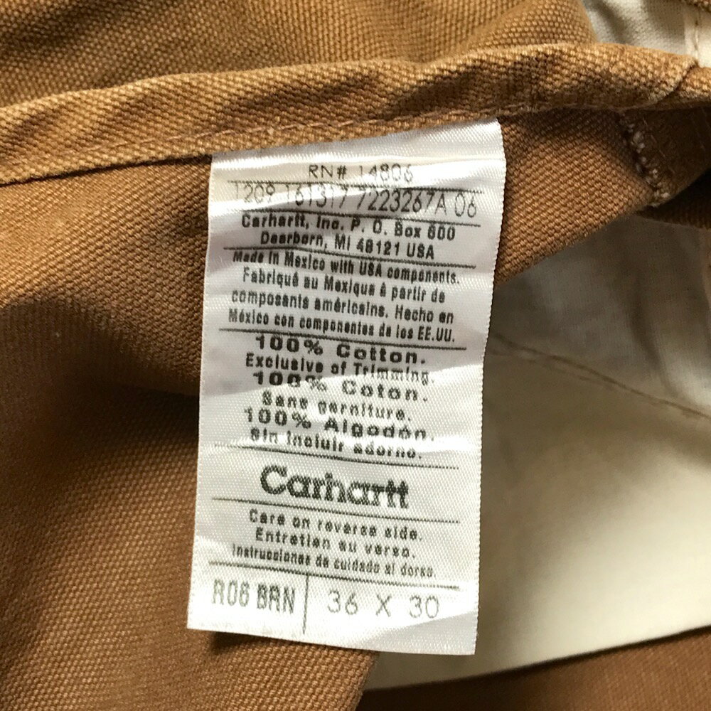 カーハート Carhartt ダブルニー ダック オーバーオール 無地 サイズ：W36 L29 ブラウン 【古着】 古着 【中古】 中古 mellow 【古着屋mellow楽天市場店】